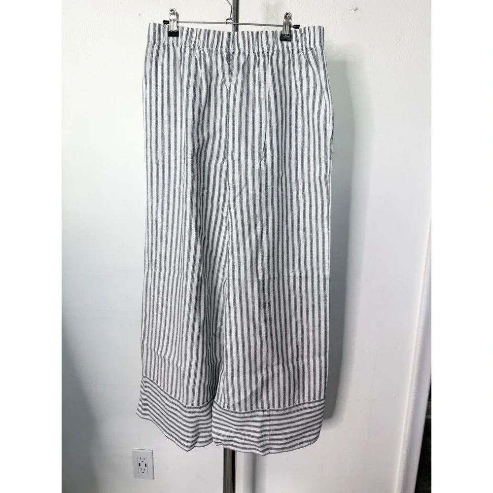 Reformation Fernando Pants Blue White Striped Linen Wide Leg